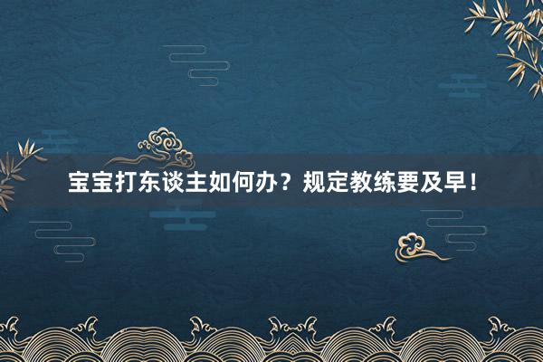 宝宝打东谈主如何办？规定教练要及早！