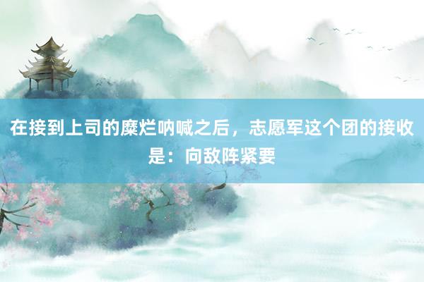 在接到上司的糜烂呐喊之后，志愿军这个团的接收是：向敌阵紧要