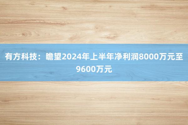 有方科技：瞻望2024年上半年净利润8000万元至9600万元