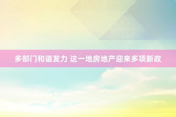 多部门和谐发力 这一地房地产迎来多项新政