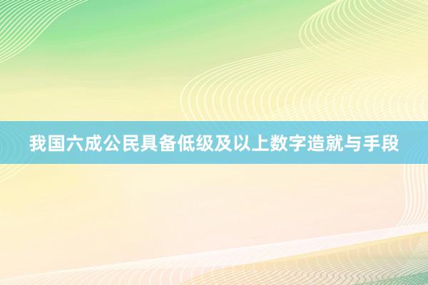 我国六成公民具备低级及以上数字造就与手段