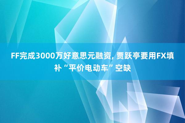 FF完成3000万好意思元融资, 贾跃亭要用FX填补“平价电动车”空缺