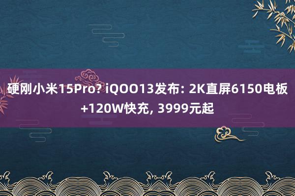 硬刚小米15Pro? iQOO13发布: 2K直屏6150电板+120W快充, 3999元起